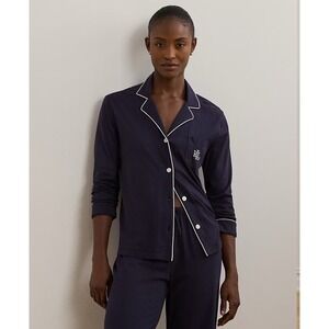 NWT Ralph Lauren Womens Long Sleeve Pajama top only Navy Medium